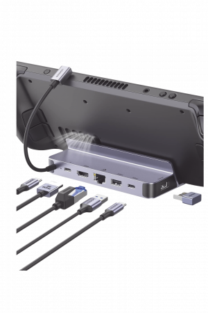 HUB USB-C (Docking Revodok Pro) 6 en 1 | Soporte para Steam Deck  | 2 USB-A 3.0 (5Gbps) | USB-C 3.0 (5Gbps) | RJ45 (Gigabit Ethernet) | HDMI 2.0 4K@60Hz | USB-C PD Carga 100W | Carcasa de Aluminio.