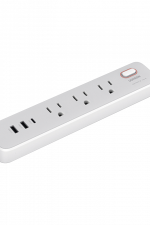 Regleta de Alimentación 30W 2 USB-A + 1 USB-C + 3 Salidas AC / Carga de Alta Velocidad / Salida USB-C PD de 30W (GaN) / Salidas AC Tipo B / Protección Contra Sobretensiones / 6 en 1