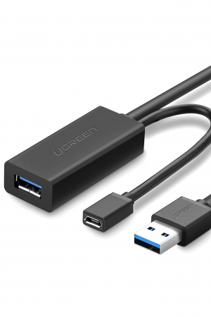 Cable de Extensión Activo USB 3.0 con puerto de alimentación Micro USB / 5 Metros / USB 3.0 a 5Gbps / No requiere controlador / Ideal para impresoras, consolas , Webcam, etc.