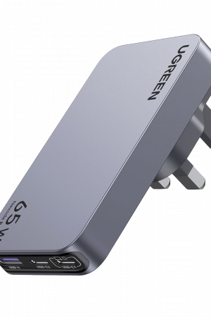 Cargador Rápido GaN 65W UGREEN / 2 Puertos USB-C + 1 Puerto USB-A / Tecnología GaN / Carga Rápida PPS PD 3.0 QC 4.0 / Compatibilidad Universal 100-240V / Diseño Compacto
