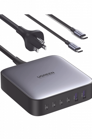 Cargador de 200W serie Nexode / 6 Puertos de Carga Rápida / 4 USB-C / 2 USB-A / Tecnología GaN II +SIC / Power Delivery 3.0 / Quick Charge 4.0 / Chip Confiable y Carga Inteligente / Optimiza la Experiencia de Carga / Incluye Cable de Carga U