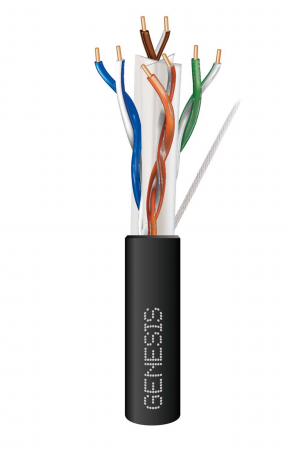 Carrete de Cable de 305 Metros (1000 Pies) Cat6 Calibre 24 Exterior para Climas Extremos, RoHS, Color Negro