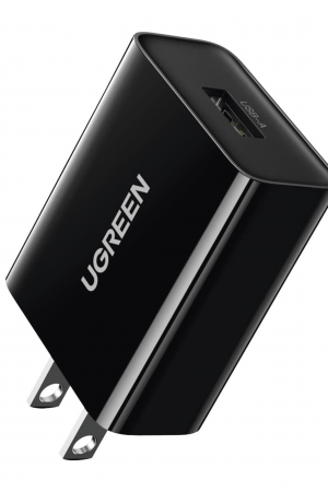 Cargador USB-A de 20W | 1 USB-A de Carga Rápida | QC3.0 | FCP | AFC| Carga Inteligente |  Múltiple Protección | Mayor Eficiencia Energética | Tamaño Compacto | Carcasa Ignifuga | Color Negro.
