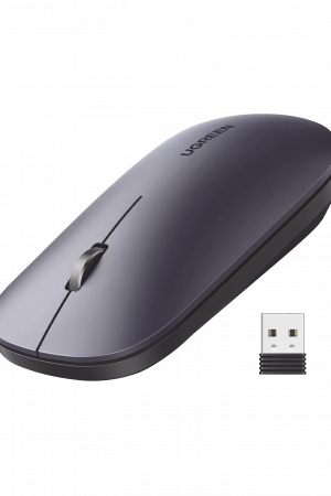 Mouse inalámbrico 2.4 GHz | Ultra Delgado y Silencioso | DPI 1000/1600/2000/4000 (Ajustable)  | Alcance 10m | Scroll de Aluminio | Adaptable a diferentes superficies | Diseño suave al tacto | Contiene Receptor USB | Color Negro.