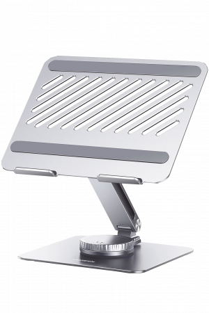 Soporte Giratorio de Aluminio para Laptop | Giratorio 360° | Función de Bloqueo | Soporta Laptops de 10 a 17.3''| Capacidad de Carga 5Kg | Excelente Estabilidad | Diseño Ergonómico | Altura y Angulo Ajustable | Plegable y Port&amp