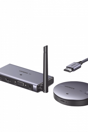 Transmisor y Receptor Inalámbrico HDMI | 50m | Salida HDMI y VGA (Simultanea) | Audio 3.5mm | Efecto 3D | Luz Indicadora LED | Clic and Go | Señal Estable | Amplia Compatibilidad | Conecta con un Clic.