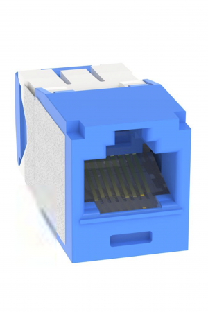 Conector Jack RJ45 Estilo TG, Mini-Com, Categor?a 6A, Con Gel Resistente a la Corrosi?n, de 8 Posiciones y 8 Cables, Color Azul