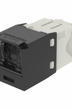 Conector Jack RJ45 Estilo TG con Ventana, Mini-Com, Categor?a 6, de 8 Posiciones y 8 Cables, Color Negro