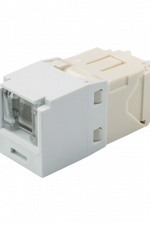 Conector Jack RJ45 Estilo TG con Ventana, Mini-Com, Categor?a 6, de 8 Posiciones y 8 Cables, Color Blanco