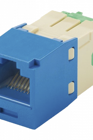 Conector Jack RJ45 Estilo TG, Mini-Com, Categor?a 6, de 8 Posiciones y 8 Cables de Calibre 28/30 AWG, Color Azul
