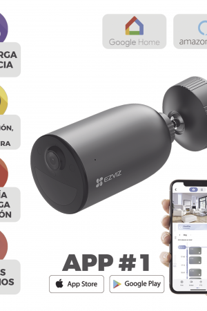 Cámara IP Inalámbrica Con Batería Recargable (Cero Cables) / 2K (3 Megapixel) / Micro SD / Detección Humana / Colores en Oscuridad / Sirena y Estrobo / 15 Mts IR / 15 Mts Luz Blanca / Exterior