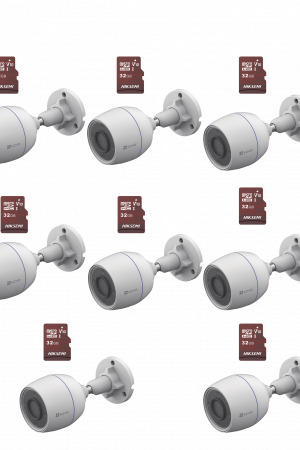 Kit de Camaras WiFi, Incluye 8 Piezas CS-H3C y 8 Piezas HS-TF-E1/32G /  Detección de Movimiento