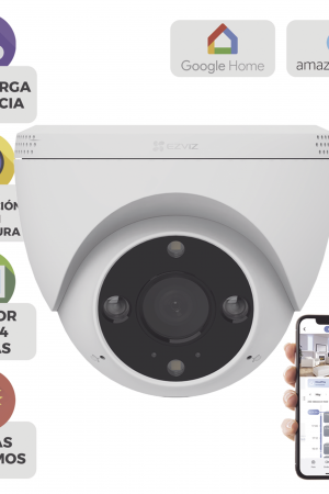Domo IP 3 Megapíxel (2K) / Wi-Fi / Sirena y Estrobo /Audio de Dos Vías / Detección Humana y Vehiculo / Notificación Push / Audios Personalizables / Ranura Para Memoria hasta 512GB / Uso en Exterior IP67