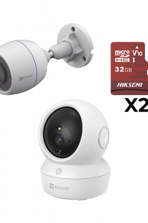 Kit de cámaras WiFi / Incluye 1 pieza CSH6C/3MP  Para Uso en Interior / 1 pieza CS-H3C Para Uso en Exterior / 1 PZA Micro SD HS-TF-E1/32G / Detección de Movimiento / Notificaciones Instantáneas
