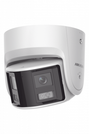 [FlexVu] [PROTECCIÓN ACTIVA] Turret IP Panorámica 4 Megapíxel / 2 Lentes 2.8 mm (180°) / Imagen a Color 24/7 (ColorVu) / PoE / WDR 130° / IP67 / ACUSENSE / Luz Estroboscópica y Alarma Audible / 30 mts Luz Blanca / Mic