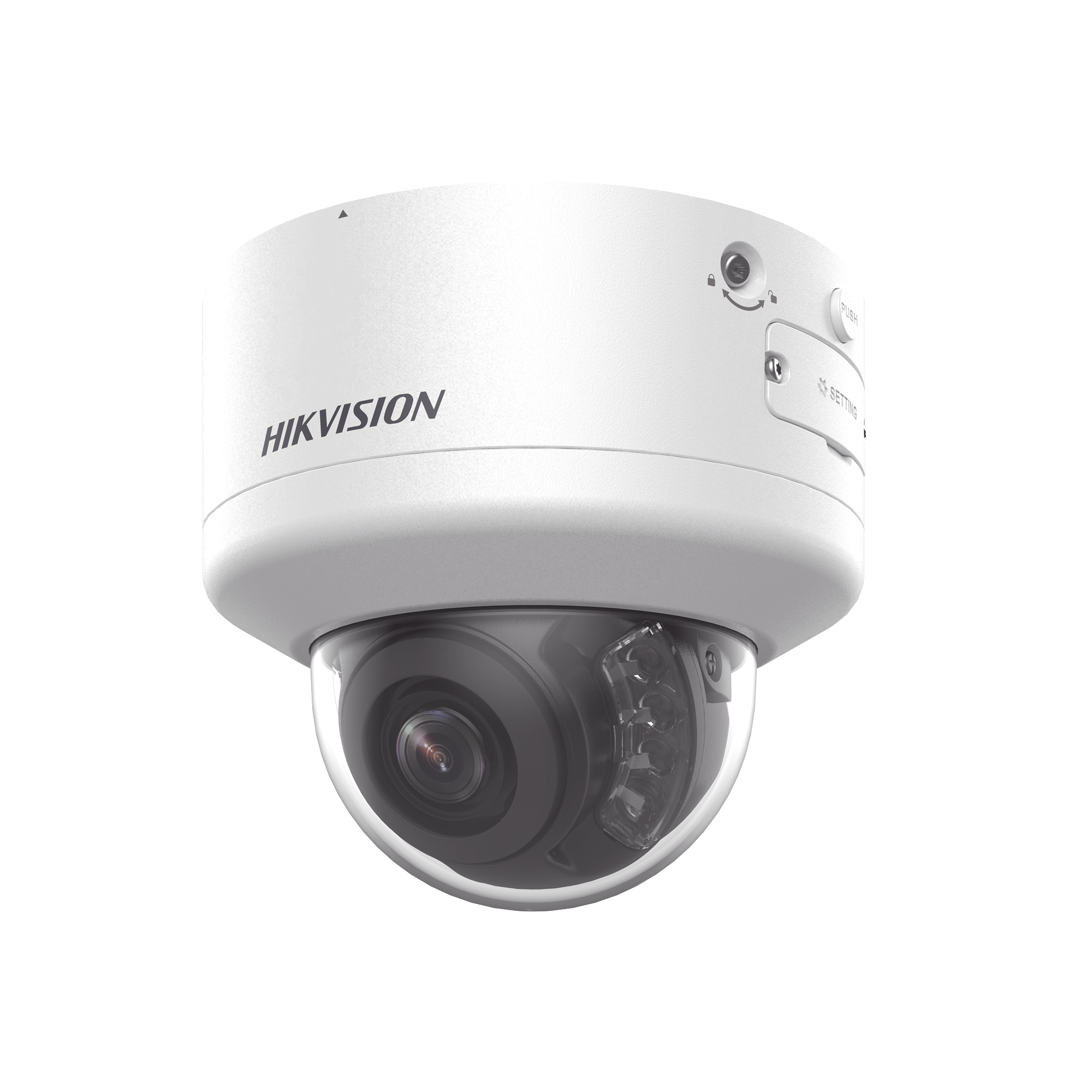 Domo IP 4 Megapixel / Lente Mot. 2.7 a 13.5 mm / Dual Light (40 mts IR + 40 mts Luz Blanca / Exterior IP66 / IK10 / Audio y Alarma I/O / PoE+ / ONVIF / Micro SD / 4 Analíticos: AcuSense, Deteccion Facial, Conteo de Personas por Cruce y Zona