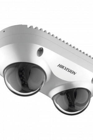 PanoVu Series / Lente Dual de 4 Megapixel / 2 Lentes Fijos de 2.8 mm / Recomendado para Pasillos o Esquinas / IP67 / IK10 / PoE / WDR 120 dB / 10 mts IR / Entrada y Salida de Audio y Alarma / MicroSD