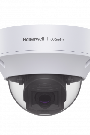 Domo IP 5 MP / Lente Mot. 7 a 22 mm / Exterior / 50 mts IR / H.265 / NDAA / ONVIF / IP67 / IK10 / Detección Sabotaje / Movimiento / Rostros / Intrusión / Merodeo / Objeto Abandonado / Alarmas y Audio I/O / PoE / Serie 60 / Honeywell Security