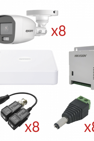 KIT TurboHD con Audio 1080p / DVR 8 Canales 1080p lite / 8 Cámaras Bala (exterior 2.8 mm) / Transceptores / Conectores / Fuente de Poder / AUDIO POR COAXITRON