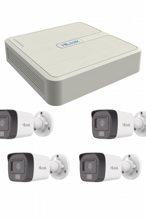 Kit IP 4 Megapixel / NVR de 4 Canales con 4 Puertos PoE / 4 Cámaras IP Dual Light con Micrófono Integrado / Bala para Exterior