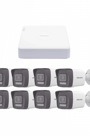 Kit IP 1080p (2 Megapixel) / NVR de 8 Canales con 8 Puertos PoE / 8 Cámaras IP Bala ColorVu Lite y ACUSENSE Lite / Micrófono Integrado