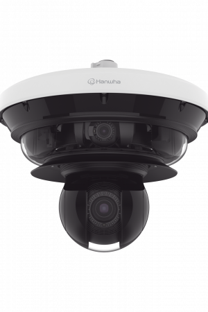 Cámara IP Multisensor 34MP (4 sensores 4K) con lentes motorizados / PTZ 2 MP 40X / Hasta 2 tarjetas MicroSD de 512GB / WDR de hasta 150dB / IP66 / IK10 / autoseguimiento / Inteligencia artificial para eventos