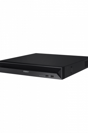 NVR 8 Megapíxel / 16 canales / H.265 / P2P Wisenet / 16 puertos PoE / 128Mbps