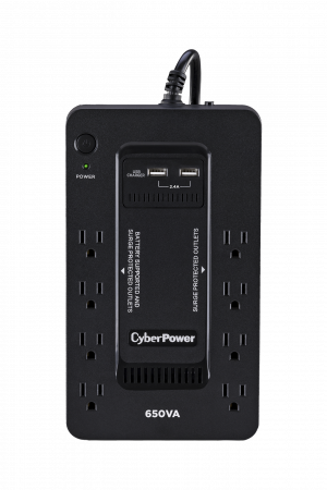 UPS de 650 VA/390 W, Topología Standby con Modo Ahorrador ECO, Entrada 120 Vca NEMA 5-15P, Con 8 Tomas NEMA 5-15R