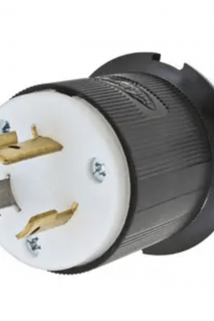 Clavija Industrial con Bloqueo de Media Vuelta / 20 A 277 V CA / 2 Polos 3 Hilos / Color Blanco y Negro / Nema L7-20P