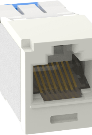 Conector Jack RJ45 Estilo TG, Mini-Com, Categor?a 6A, Con Gel Resistente a la Corrosi?n, de 8 Posiciones y 8 Cables, Color Blanco Mate