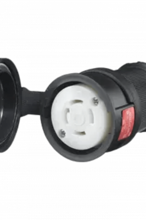 Conector Hembra con Bloqueo de Media Vuelta / 30 A 480 V CA / 3 Polos Trif?sico / NEMA L16-30R / Terminal de Tornillo / Cubierta Herm?tica Negra / Color Blanco y Negro.