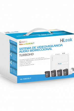 KIT TurboHD 1080p / DVR 4 canales / 4 Cámaras Bala de Metal / H.265+ / 1 Fuente de Poder Profesional / Accesorios de Instalación