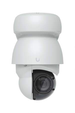Cámara UniFi Protect PTZ AI Industrial Color Blanco, 4K (8MPX), Zoom Óptico 22x, Visión Nocturna IR 100 m, Reconocimiento Facial y Placas, Protección IP66, Movimiento 360°, PoE++