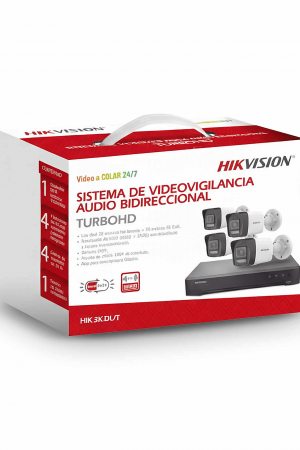 [Dual Light] Kit TurboHD 3K (5 Megapixel Real) / DVR 4 Canales / 4 Cámaras bala Dual Light / Audio bidireccional / Accesorios de Interconexión / Fuente de Poder