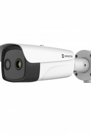 (Hikmicro) Bala IP Dual / Térmica 9.7 mm (384 X 288 ) / Óptico 4 mm (4 Megapixel) / 40 mts IR / IP66 / PoE / Termométrica / Detección de Temperatura / MicroSD