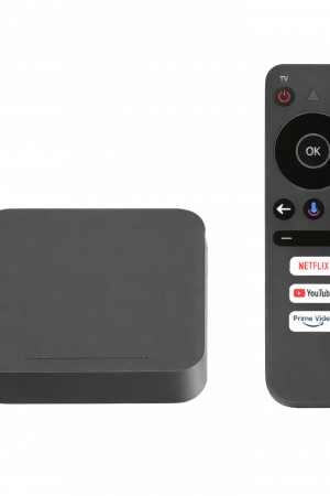 STB 4K Android con Google TV / Alto Rendimiento / Conexión Wi-Fi y por Cable / Control Remoto Bluetooth / Salida HDMI / Software de Gestion para ISP´s