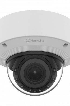Cámara Domo AI IR 5MP / Motorizado Varifocal 3.3~9.3mm / Doble NPU / Análisis Inteligente / WDR 120dB / IR 50m / IP52 IK10 / PoE / Wisenet 9