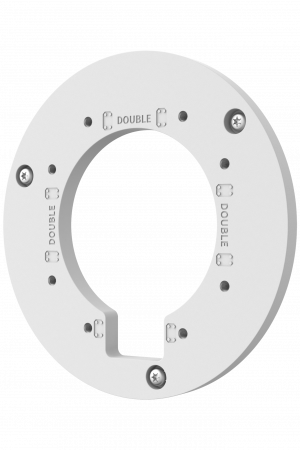 Adaptador de Montaje SBD-137WMA para Cámaras Hanwha Vision / Aluminio Blanco RAL 9003 / Diámetro Ø137.5 mm / Compatible con SBP-137WMW / Tornillo TR20 / Certificaciones EAC RoHS KC CE FCC